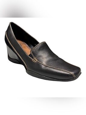 AEROSOLES Leather Wedge Loafers Minimalist Office Career Comfort 8M